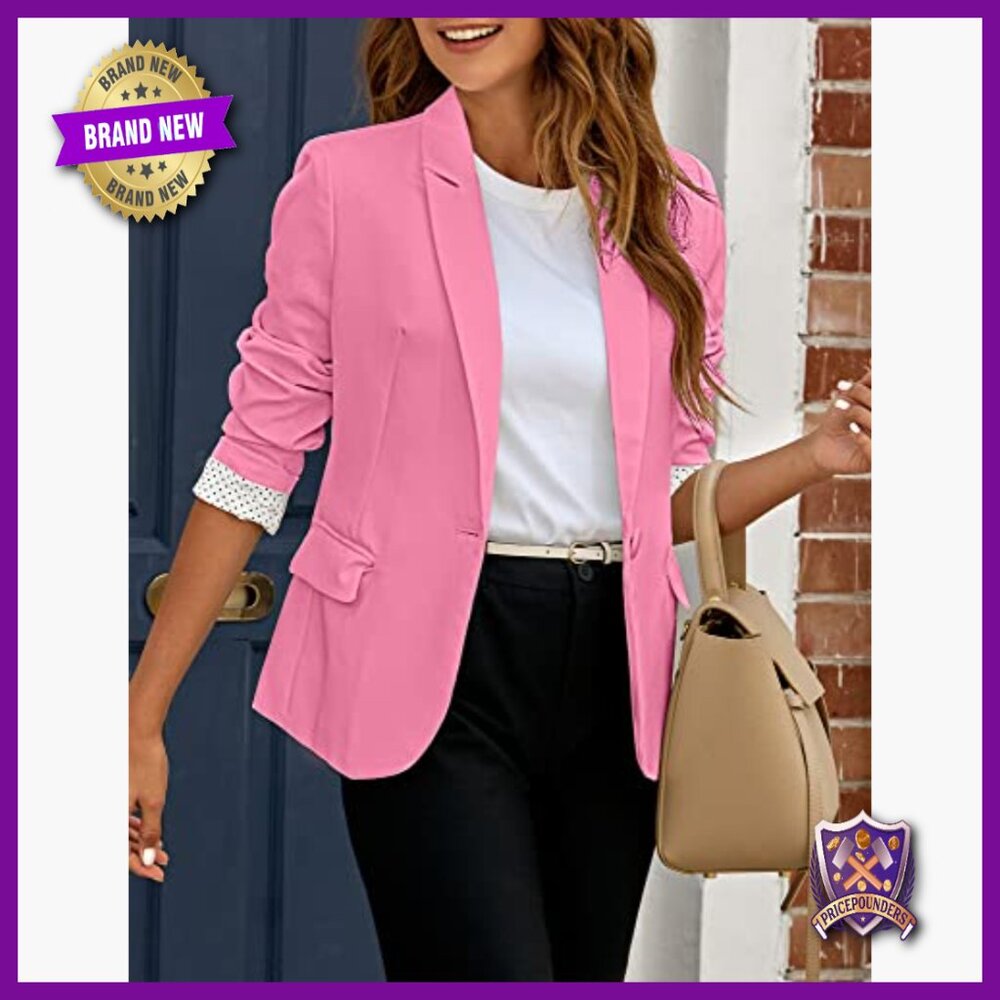 Polyester Blazer Notched Lapel Button Closure Poc… - image 3